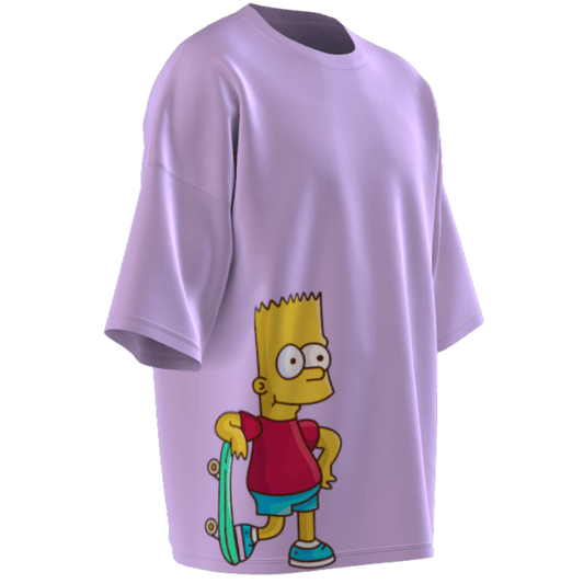 Simpsons with Skateboard Lavender Oversized T-Shirt by Allegro Style