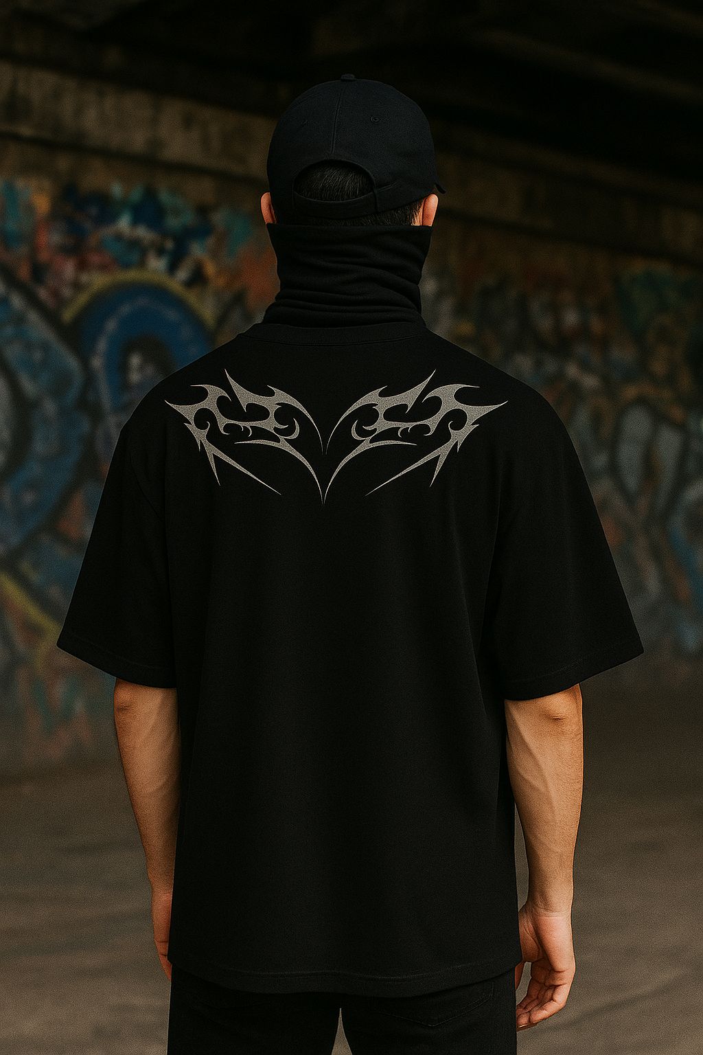 Gothic Inspired Oversized Black Tshirt | Allegro Style
