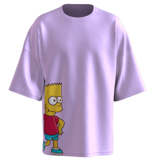 Simpsons with Skateboard Lavender Oversized T-Shirt by Allegro Style