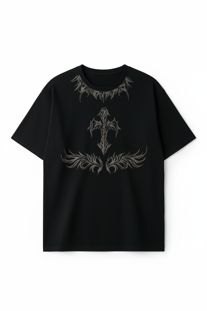 Gothic Inspired Oversized Black Tshirt | Allegro Style