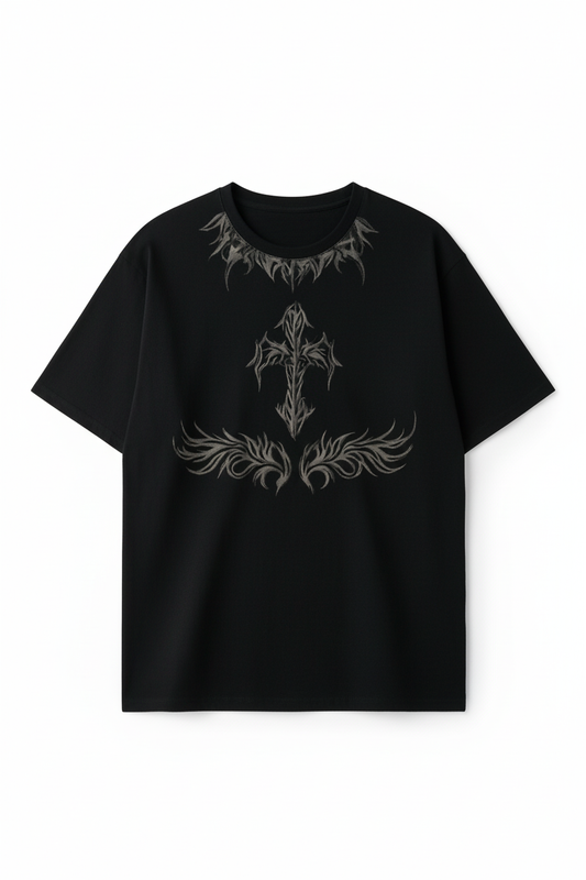 Gothic Inspired Oversized Black Tshirt | Allegro Style