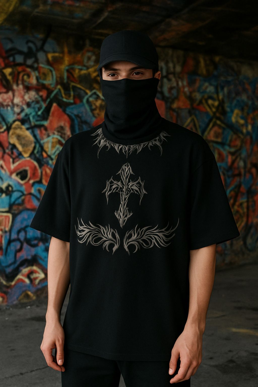 Gothic Inspired Oversized Black Tshirt | Allegro Style